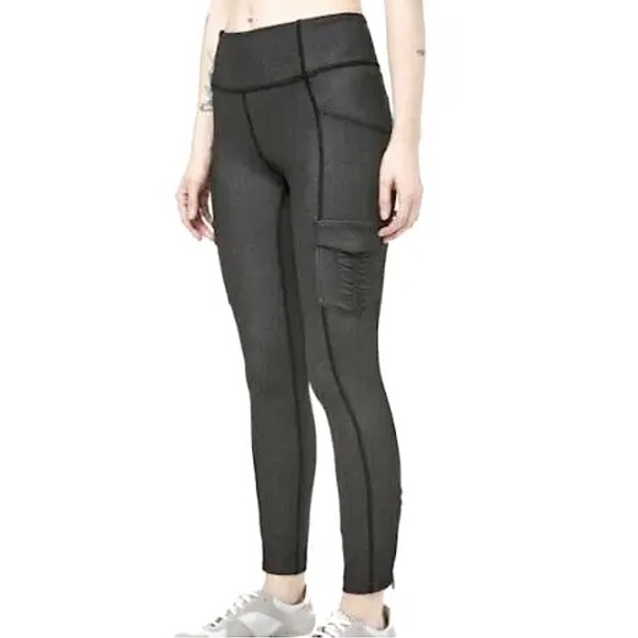 Lululemon Scenic Route green grey 4 way stretch pockets zip ankle 7/8 legging - Picture 1 of 12